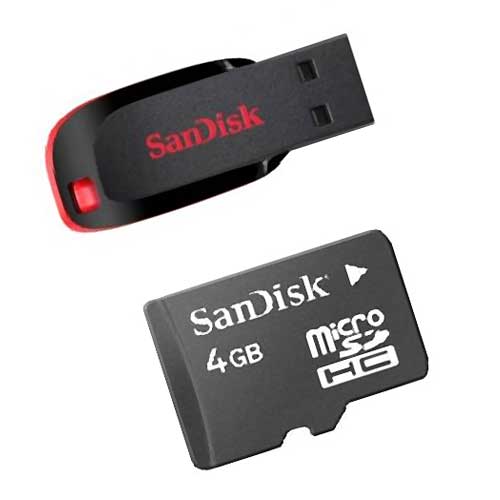 Buy Combo of Sandisk 16GB Pendrive Cruzer Blade + 4GB Memory Card
